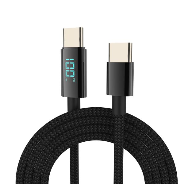 100W digital fast charging braided data cable Type-C mobile charging cable 16 fast charging cable compatible with 66W 1.2m - Image 4