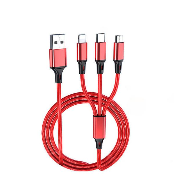 3-in-1 mobile phone fast charging 1-to-3 fast 3-head 3-wire charging data cable - Image 2