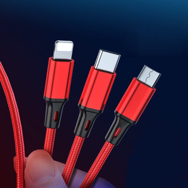 3-in-1 mobile phone fast charging 1-to-3 fast 3-head 3-wire charging data cable - Image 3