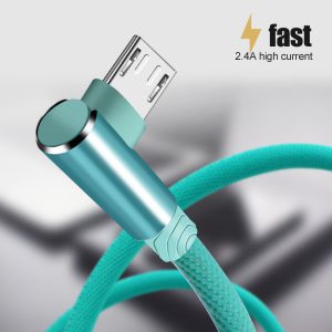 Double bend fast charging mobile data cable suitable for IOS Android Type-C 90 degree right angle mobile game charging cable