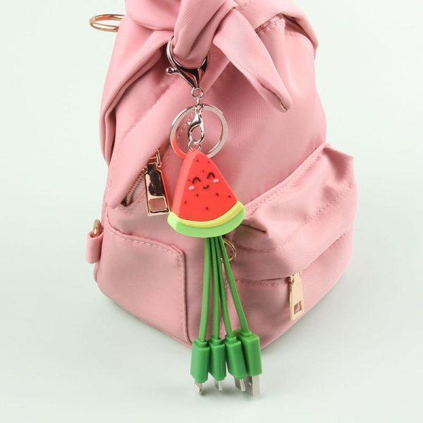 Summer cartoon charging cable refreshing fruit watermelon smiling face keychain data cable creative mobile fast charging cable - Image 8