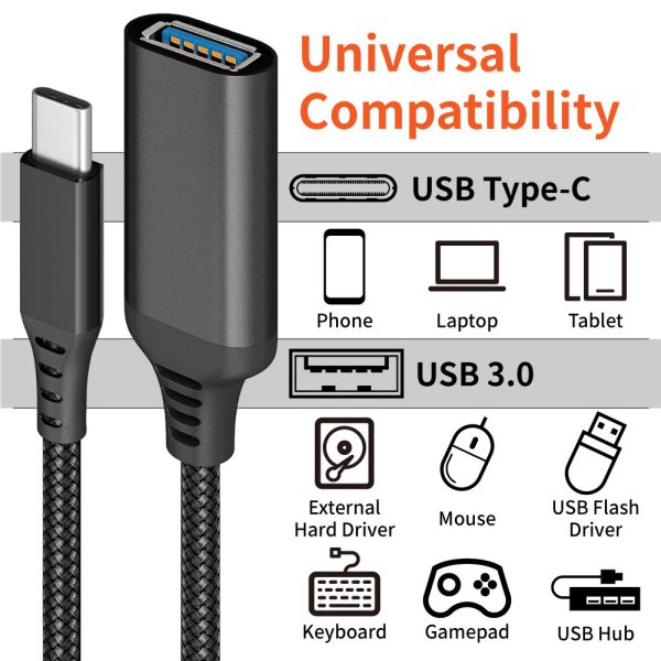 New OTG Data Cable Type-C to USB3.0 Adapter for Mobile, Tablet, Car Expansion, and Conversion Head - Image 6