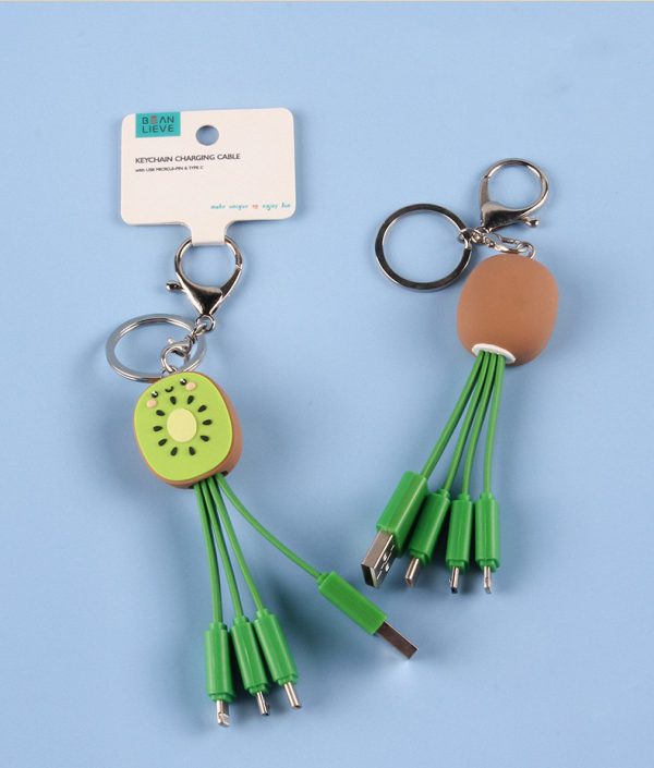 Kiwi Mobile Data Cable Healing Series Fruit Smile Keychain Universal Charging Cable 3-in-1 - Image 4