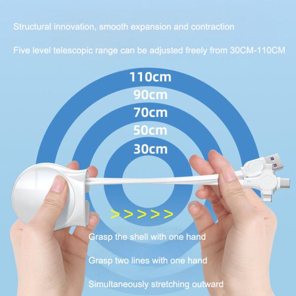 Mobile phone three in one data cable, retractable charging cable, one to three - Image 2