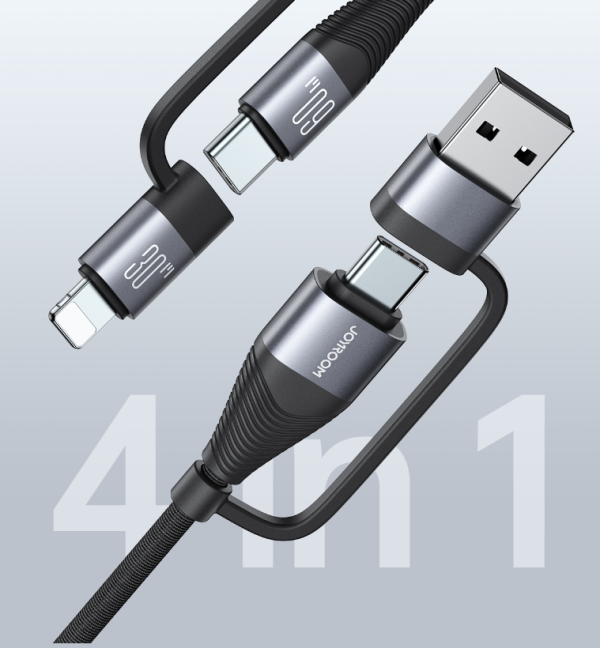 Aluminum alloy four in one data cable for mobile fast charging 60W high-power transmission data cable - Image 5