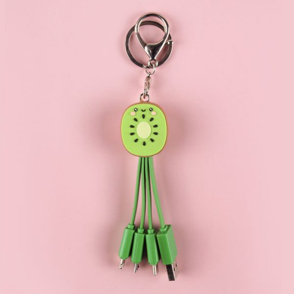 Kiwi Mobile Data Cable Healing Series Fruit Smile Keychain Universal Charging Cable 3-in-1